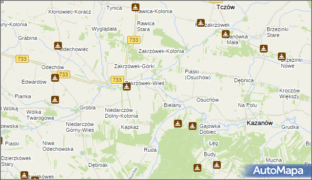 mapa Kopiec gmina Kazanów, Kopiec gmina Kazanów na mapie Targeo