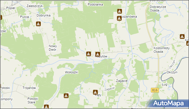 mapa Kopytów gmina Kodeń, Kopytów gmina Kodeń na mapie Targeo