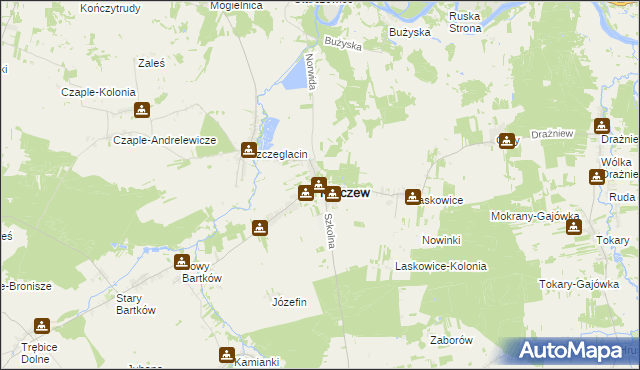 mapa Korczew powiat siedlecki, Korczew powiat siedlecki na mapie Targeo