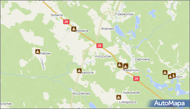 mapa Korczyców, Korczyców na mapie Targeo