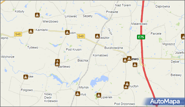 mapa Kornatowo, Kornatowo na mapie Targeo