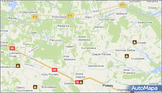 mapa Kornelówka gmina Pniewy, Kornelówka gmina Pniewy na mapie Targeo