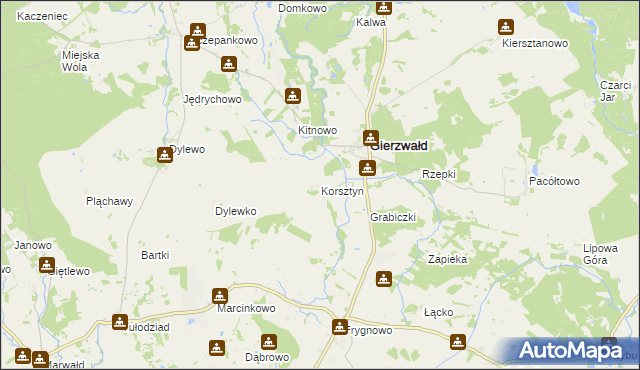 mapa Korsztyn, Korsztyn na mapie Targeo