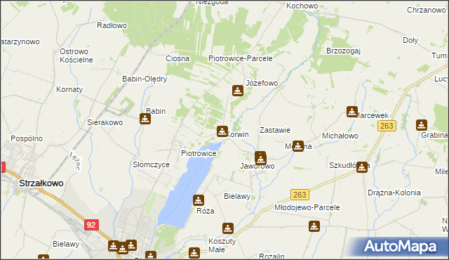 mapa Korwin gmina Słupca, Korwin gmina Słupca na mapie Targeo