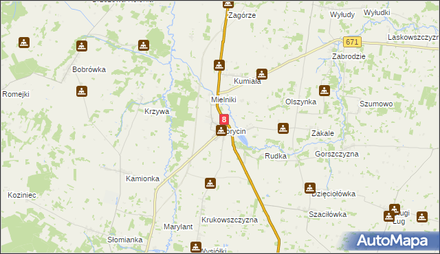 mapa Korycin, Korycin na mapie Targeo