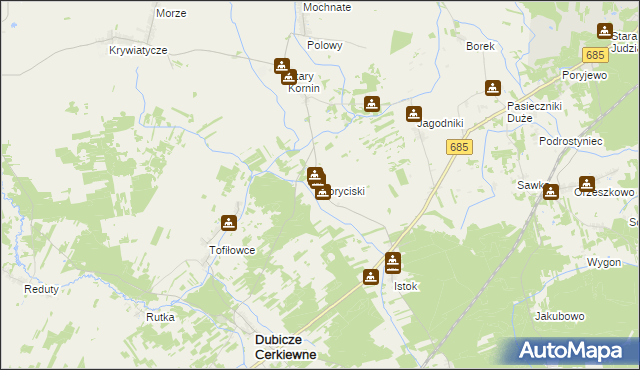 mapa Koryciski, Koryciski na mapie Targeo