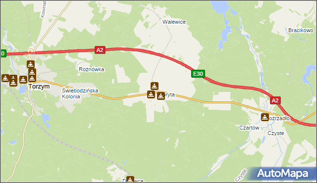 mapa Koryta gmina Torzym, Koryta gmina Torzym na mapie Targeo