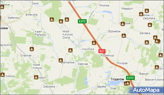 mapa Korytnica gmina Trojanów, Korytnica gmina Trojanów na mapie Targeo