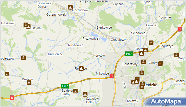 mapa Korytów gmina Kłodzko, Korytów gmina Kłodzko na mapie Targeo