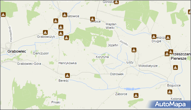 mapa Korytyna, Korytyna na mapie Targeo