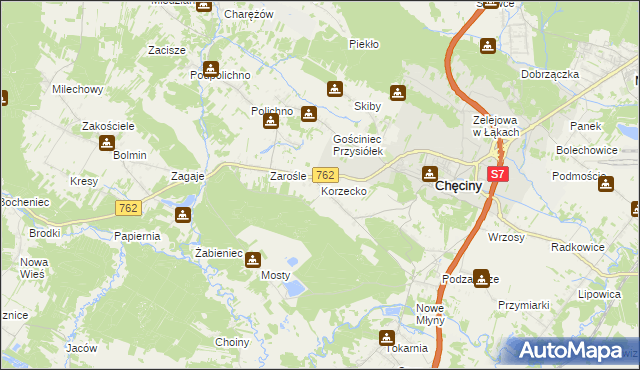 mapa Korzecko, Korzecko na mapie Targeo