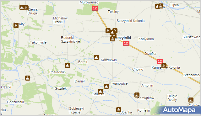 mapa Korzekwin, Korzekwin na mapie Targeo