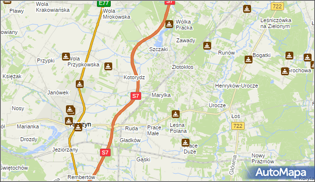 mapa Korzeniówka gmina Tarczyn, Korzeniówka gmina Tarczyn na mapie Targeo