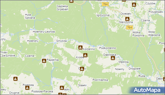 mapa Korzenno, Korzenno na mapie Targeo