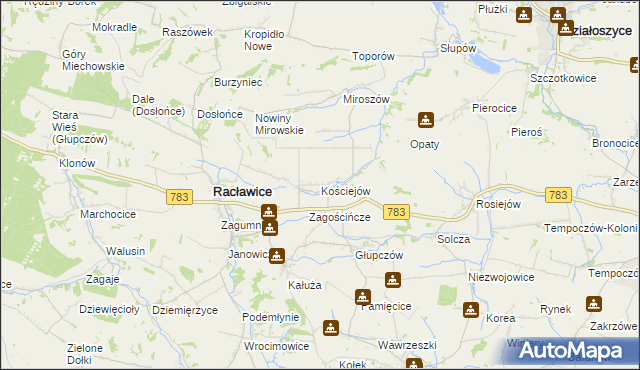 mapa Kościejów, Kościejów na mapie Targeo