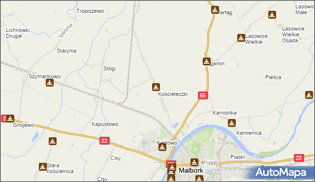 mapa Kościeleczki, Kościeleczki na mapie Targeo