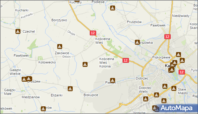 mapa Kościelna Wieś Kolonia, Kościelna Wieś Kolonia na mapie Targeo