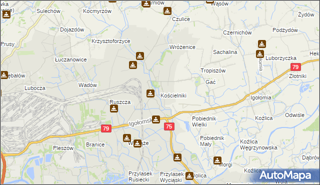 mapa Kościelniki, Kościelniki na mapie Targeo