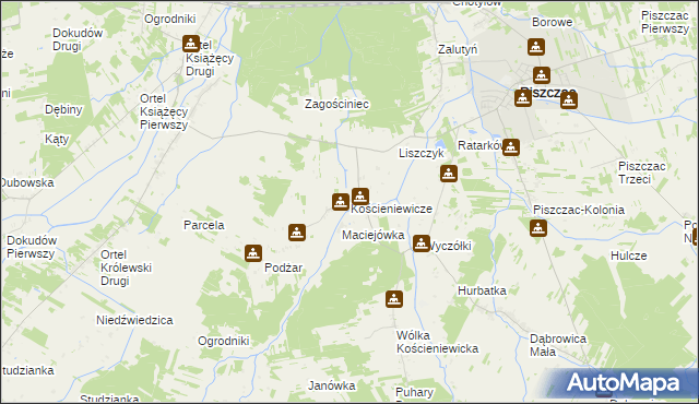 mapa Kościeniewicze, Kościeniewicze na mapie Targeo