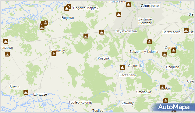 mapa Kościuki, Kościuki na mapie Targeo