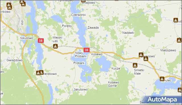 mapa Kosewo gmina Mrągowo, Kosewo gmina Mrągowo na mapie Targeo