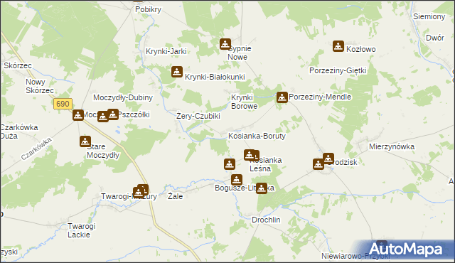 mapa Kosianka-Boruty, Kosianka-Boruty na mapie Targeo