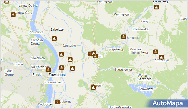 mapa Kosin gmina Annopol, Kosin gmina Annopol na mapie Targeo