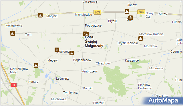 mapa Kosin gmina Góra Świętej Małgorzaty, Kosin gmina Góra Świętej Małgorzaty na mapie Targeo