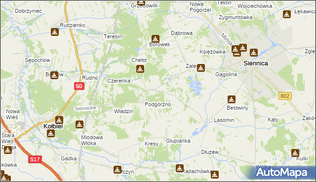 mapa Kośminy, Kośminy na mapie Targeo