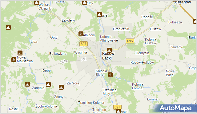 mapa Kosów Ruski, Kosów Ruski na mapie Targeo