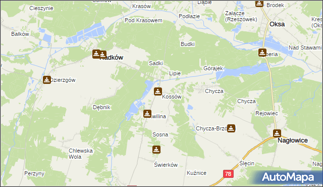 mapa Kossów, Kossów na mapie Targeo