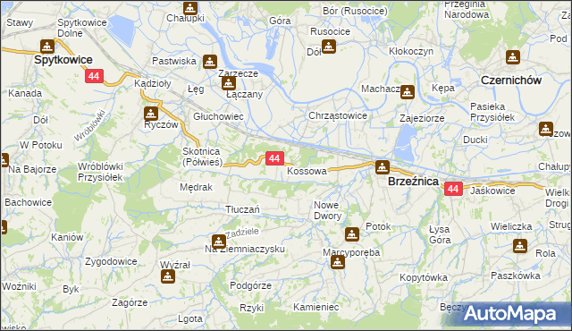 mapa Kossowa, Kossowa na mapie Targeo