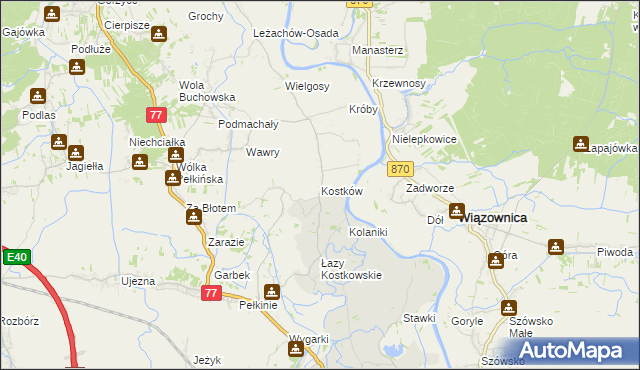 mapa Kostków, Kostków na mapie Targeo