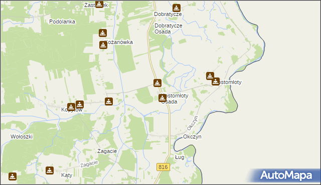 mapa Kostomłoty Osada, Kostomłoty Osada na mapie Targeo