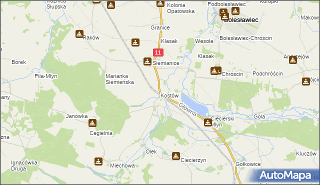 mapa Kostów, Kostów na mapie Targeo