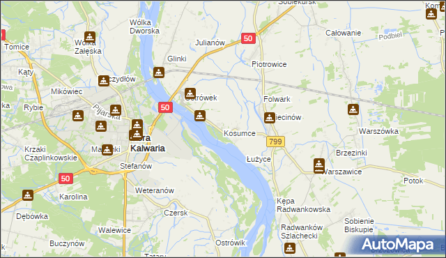 mapa Kosumce, Kosumce na mapie Targeo