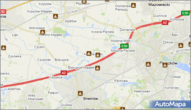 mapa Koszajec gmina Brwinów, Koszajec gmina Brwinów na mapie Targeo