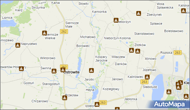 mapa Koszary Jarockie, Koszary Jarockie na mapie Targeo