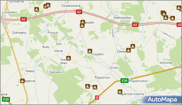 mapa Koszeliki, Koszeliki na mapie Targeo