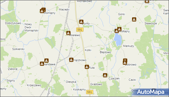 mapa Kotki gmina Barciany, Kotki gmina Barciany na mapie Targeo