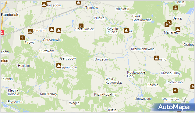 mapa Kotków gmina Gorzkowice, Kotków gmina Gorzkowice na mapie Targeo