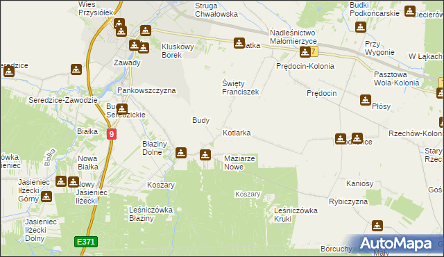 mapa Kotlarka gmina Iłża, Kotlarka gmina Iłża na mapie Targeo