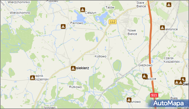 mapa Kotłowo gmina Biesiekierz, Kotłowo gmina Biesiekierz na mapie Targeo