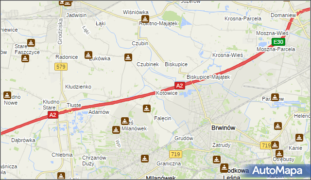 mapa Kotowice gmina Brwinów, Kotowice gmina Brwinów na mapie Targeo