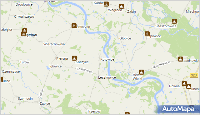 mapa Kotowice gmina Pęcław, Kotowice gmina Pęcław na mapie Targeo