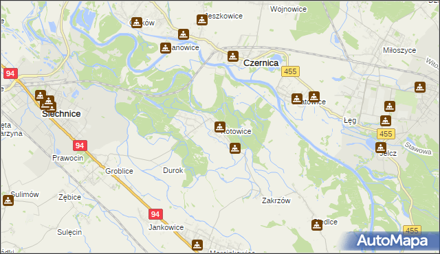 mapa Kotowice gmina Siechnice, Kotowice gmina Siechnice na mapie Targeo