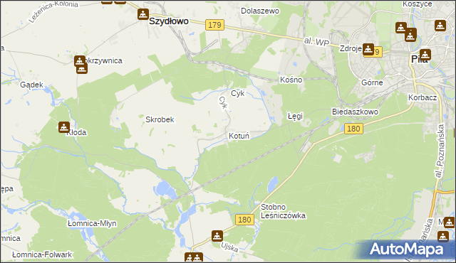 mapa Kotuń gmina Szydłowo, Kotuń gmina Szydłowo na mapie Targeo