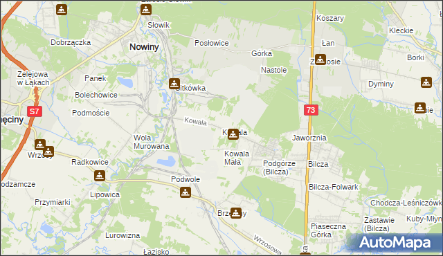 mapa Kowala gmina Sitkówka-Nowiny, Kowala gmina Sitkówka-Nowiny na mapie Targeo