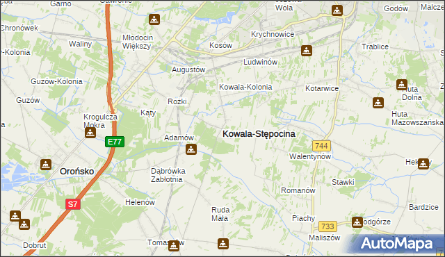 mapa Kowala-Stępocina, Kowala-Stępocina na mapie Targeo