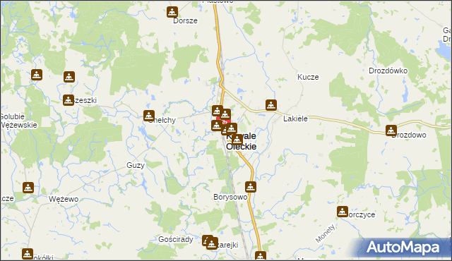 mapa Kowale Oleckie, Kowale Oleckie na mapie Targeo